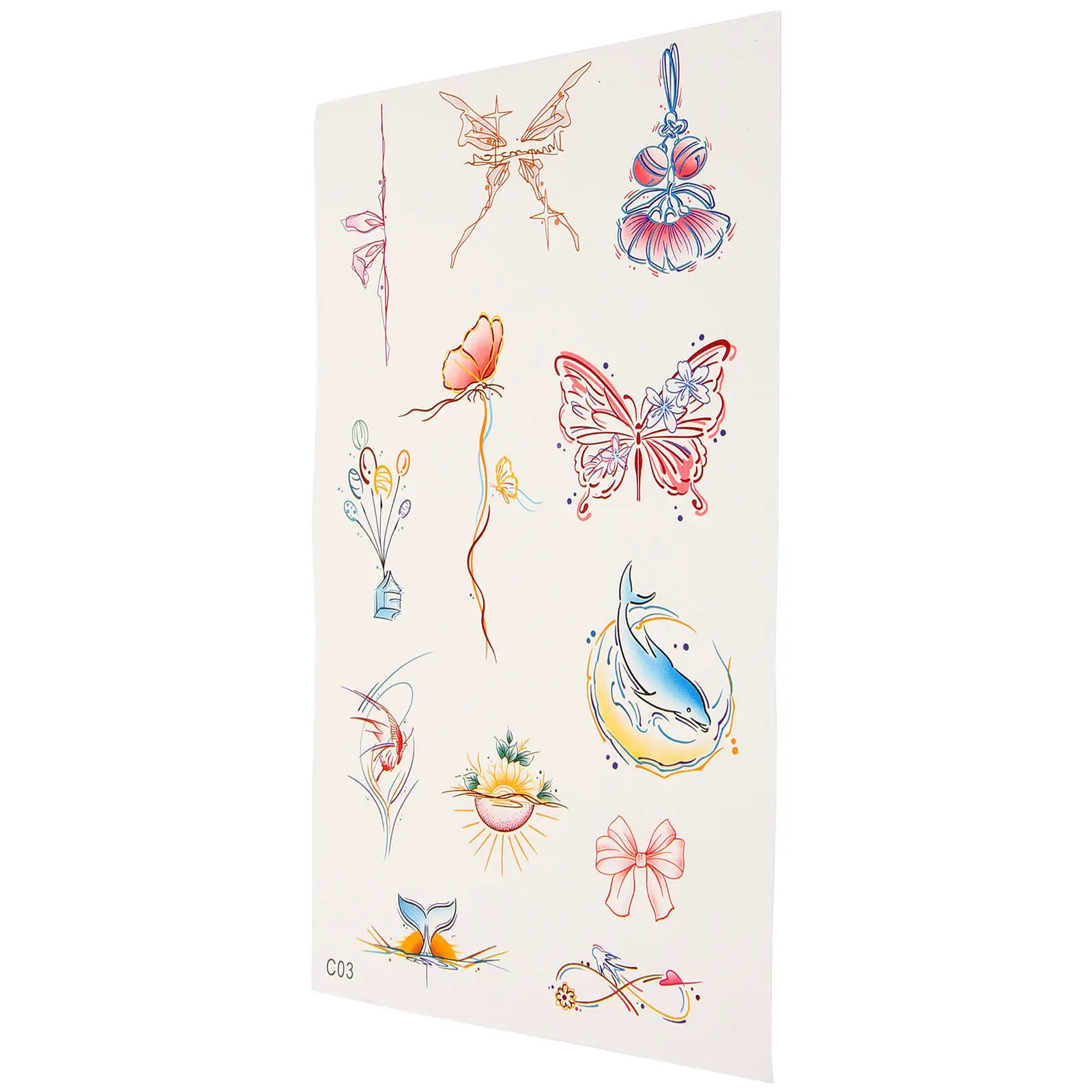 

Набор из 3 разноцветных водостойких временных татуировок для женщин, имитирующих настоящие, для фестивалей и вечеринок