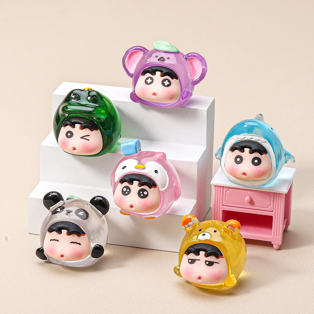6pcs/Set Anime Crayon Shin Figure Toy luminou Figurine Desktop Model Ornaments Toys Boys Girls Christmas Gifts
