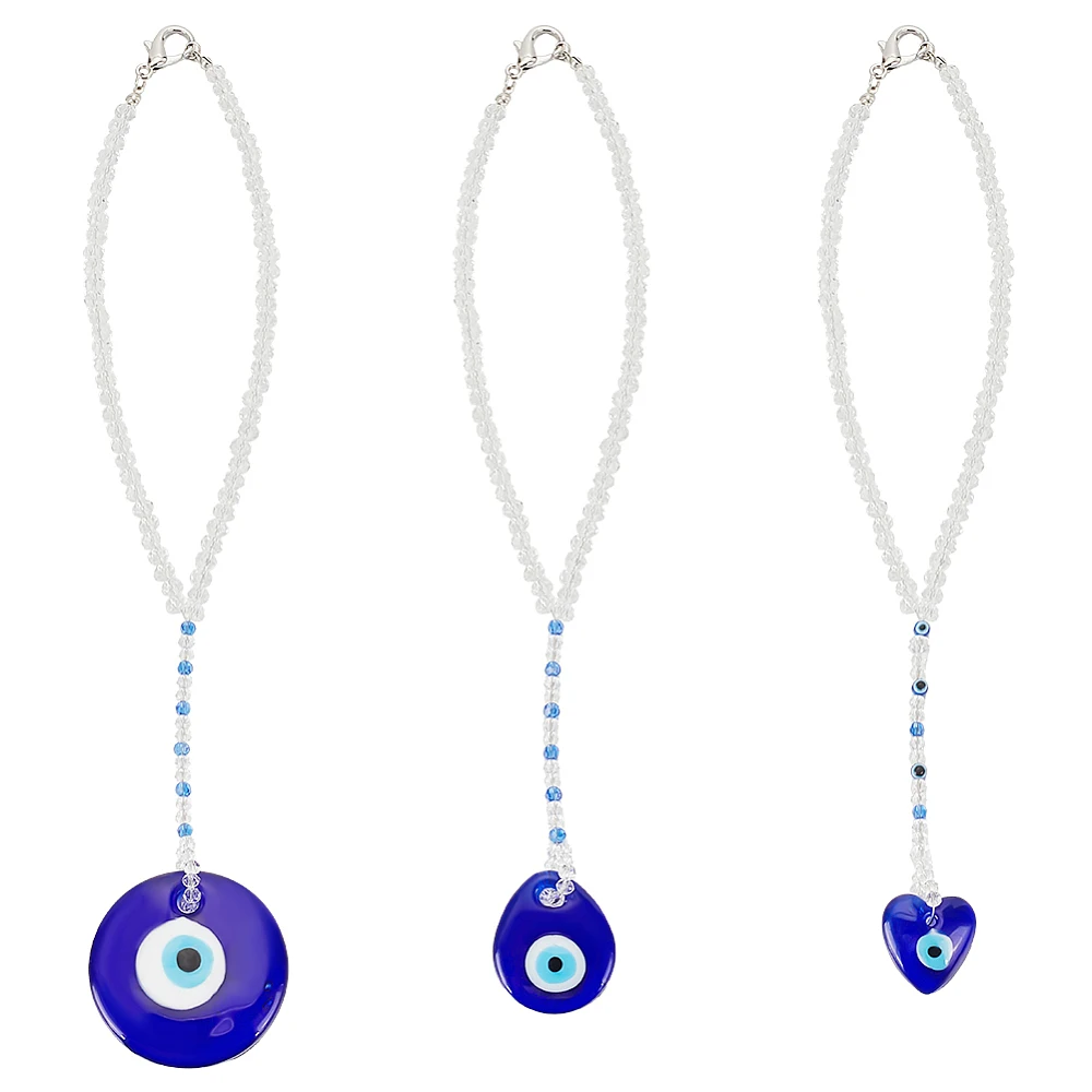 3 Styles Car Hanging Ornament Blue Eye Charms for Car Rear View Mirror Decor Beaded Decor Car Charms Pendant Blessing Ornament