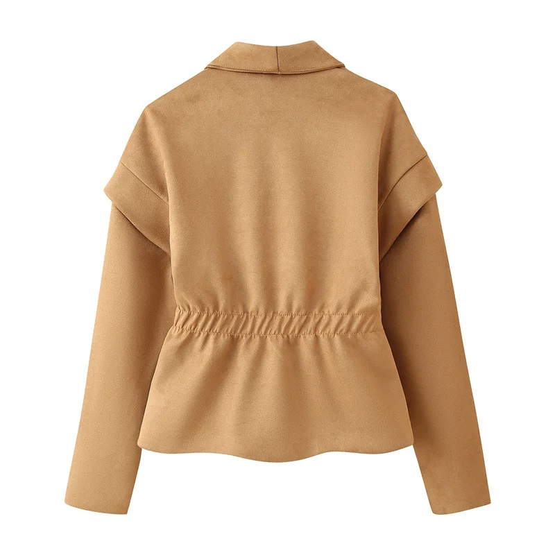 2025 Fashion Suede Suit Jacket Women's Short Blazers Spring Autumn Single-button Casual Top Coat Streetwear Lady Slim Outerwear