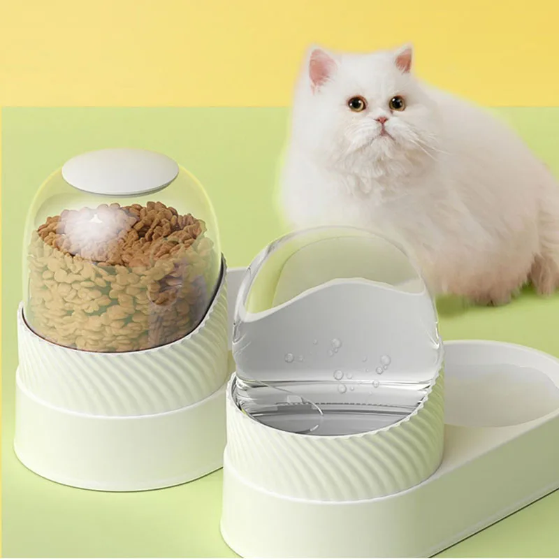 2L/3.5L Cat Automatic Feeder Water Dispenser Pet Feeding Food Container Bowl Large Capacity Plastic Solid Vertical Dog Supply