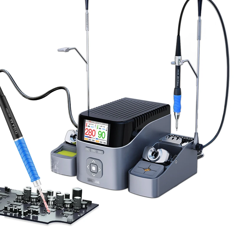 Aixun T420D 200W Dual Station Soldering Station with T245/T210/T115 Handle, Fast Heating, 2.4