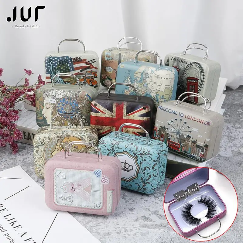 1PCS Fashionable Luxury False Eyelash Steel Suitcase Empty Fake Lash Storage Packaging Box Unique Eyelash Luggage Case