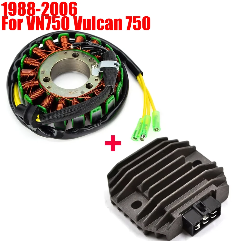 Stator Coil & Regulator Rectifier For Kawasaki VN750 Vulcan 750 1988 - 2006 / VN 750 1998 1999 2000 2001 2002 2003 2004 2005
