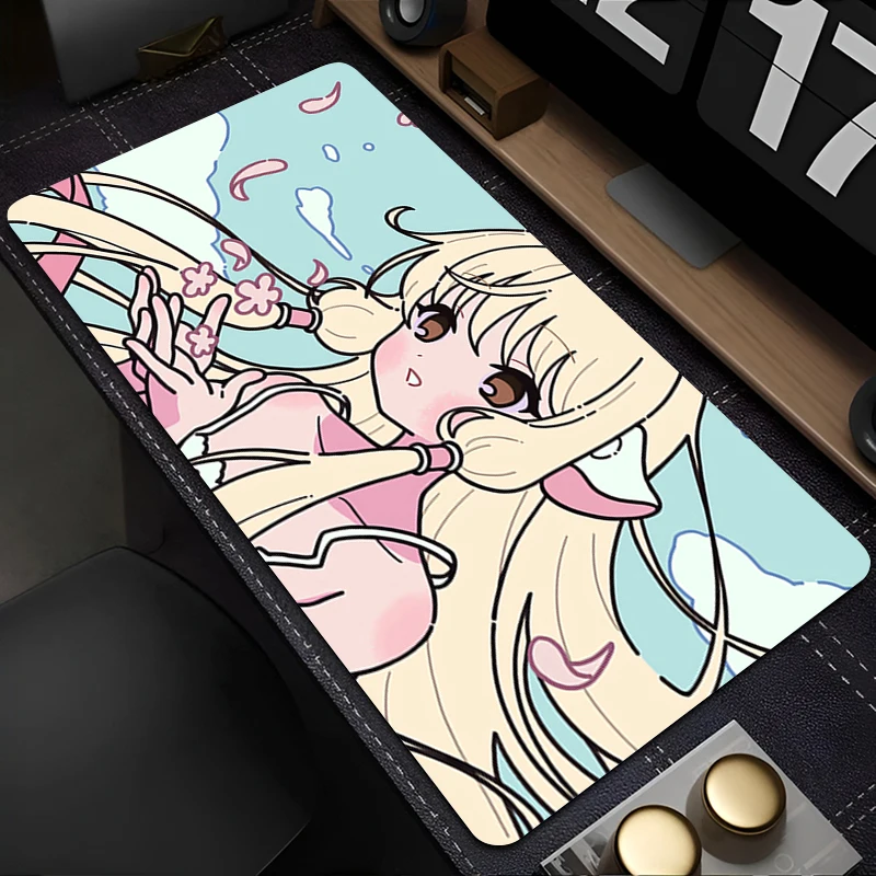 لوحة الماوس ملحقات الكمبيوتر لوحة المفاتيح مكتب عمل حصيرة لوحة ماوس أنيمي المطاط الطبيعي المضادة للانزلاق الألعاب C-chobits Chii وسادة ممتدة