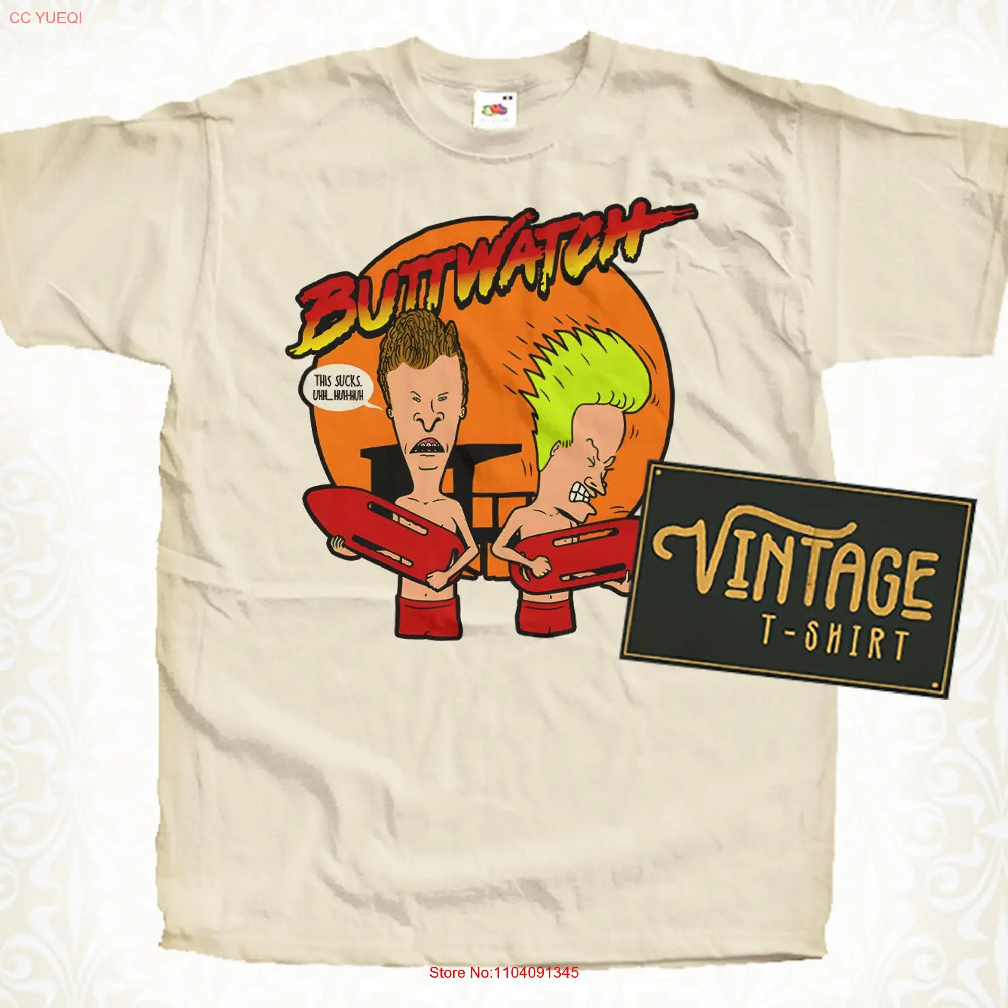 Beavis and Butt Head V16 T Shirt Vintage Natural color Men's DTG Digital Print SIZES S M L XL 2XL 3XL 4XL 5XL