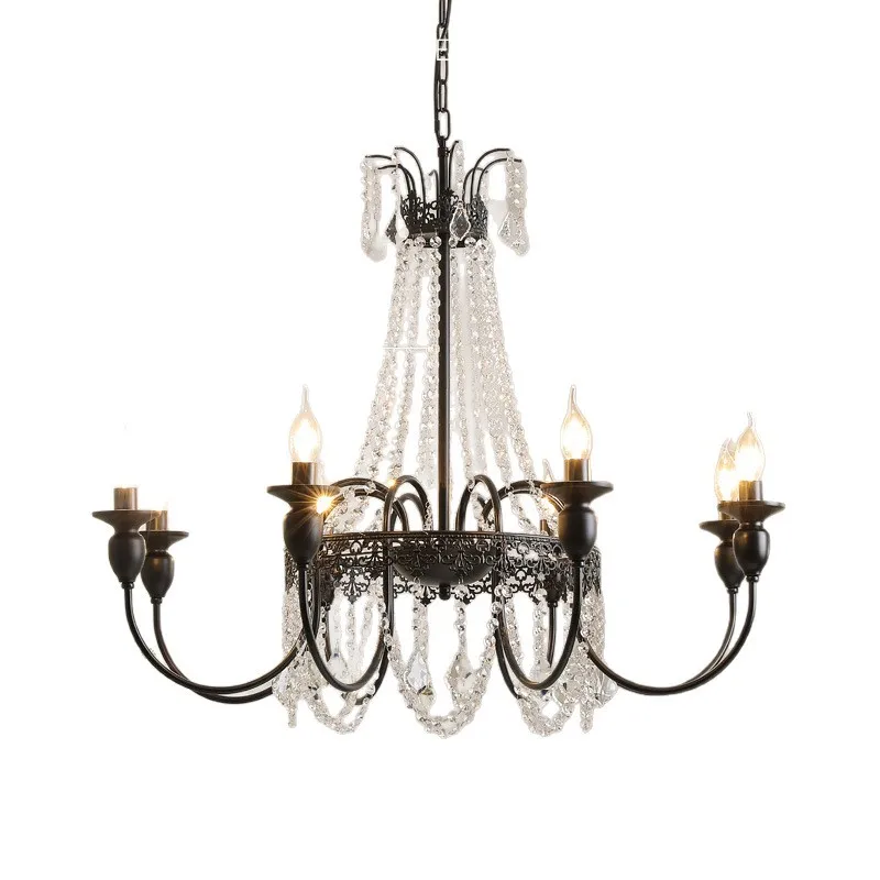 

French cream style crystal chandelier light luxury simple living room warm bedroom personality creative simple dining room