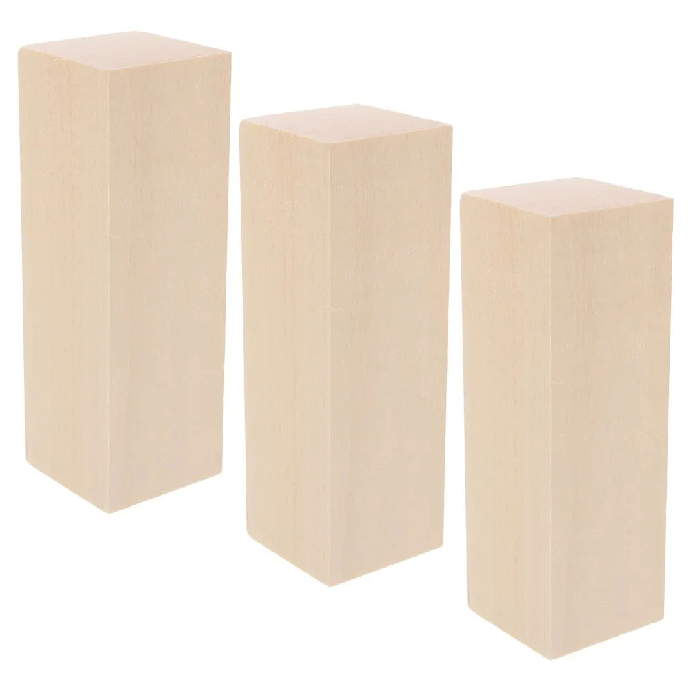 

3 Pcs Solid Wood Board Unfinished Craft Cubes Durable Rectangular Blocks DIY Whittling Carving Projects Home Decor Wood Material