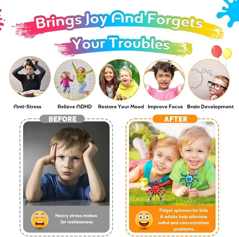 ألعاب كشر تململ سبينر قابلة للتحويل أدوات مكتبية لتخفيف التوتر ADHD ألعاب حسية جذعية للتوحد #4