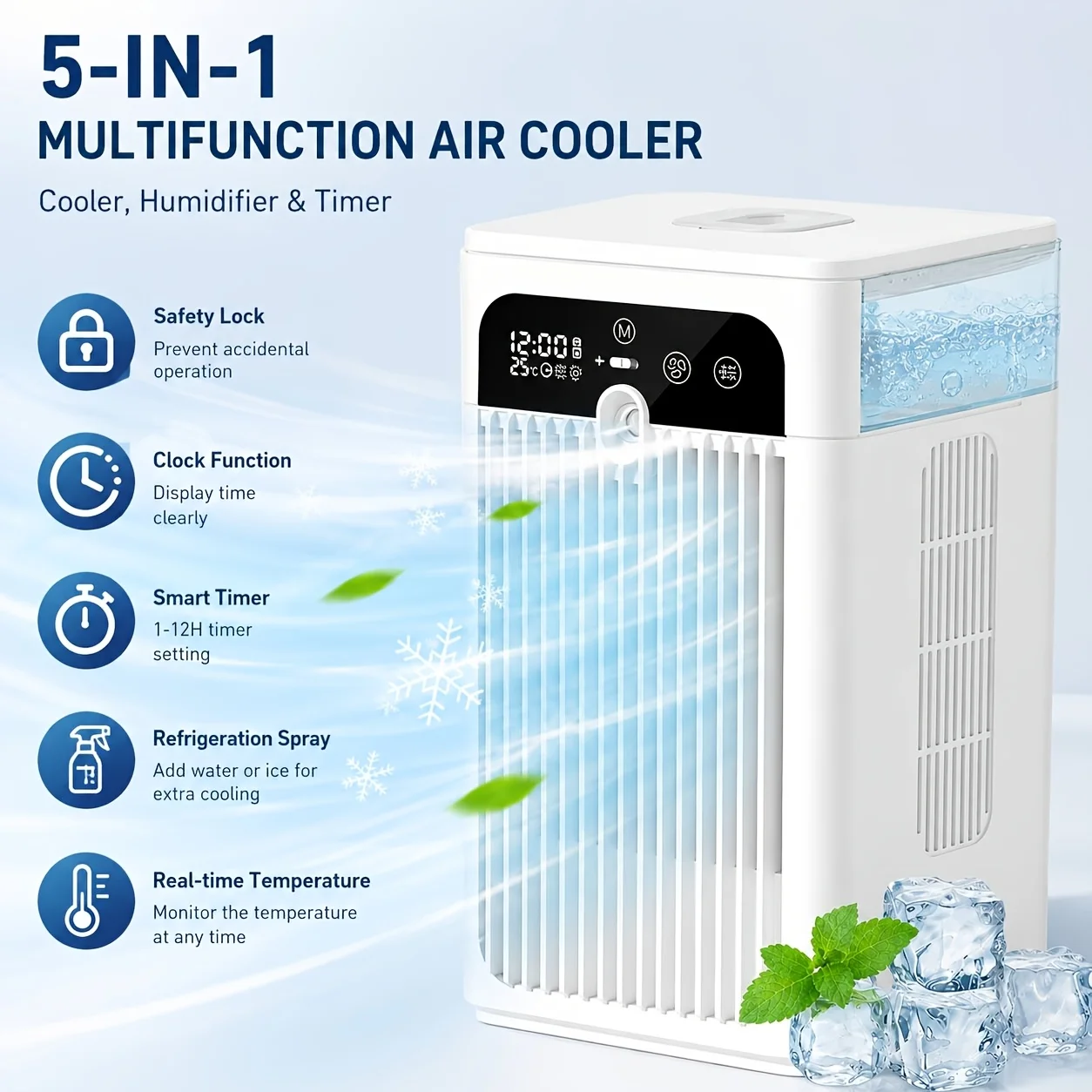 2026 New Mini USB Desktop Fan Portable 3000mAh Rechargeable 370ml Water Tank Air Conditioner Cooling Atomizer for Home Office image 2