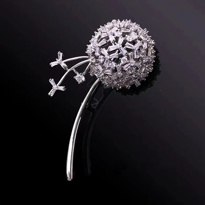 Dandelion Brooches for Women New Designer AAA Zircon Sunflower Luxury Charm Crystal Jewelry Gold Best Gift Girl Friend