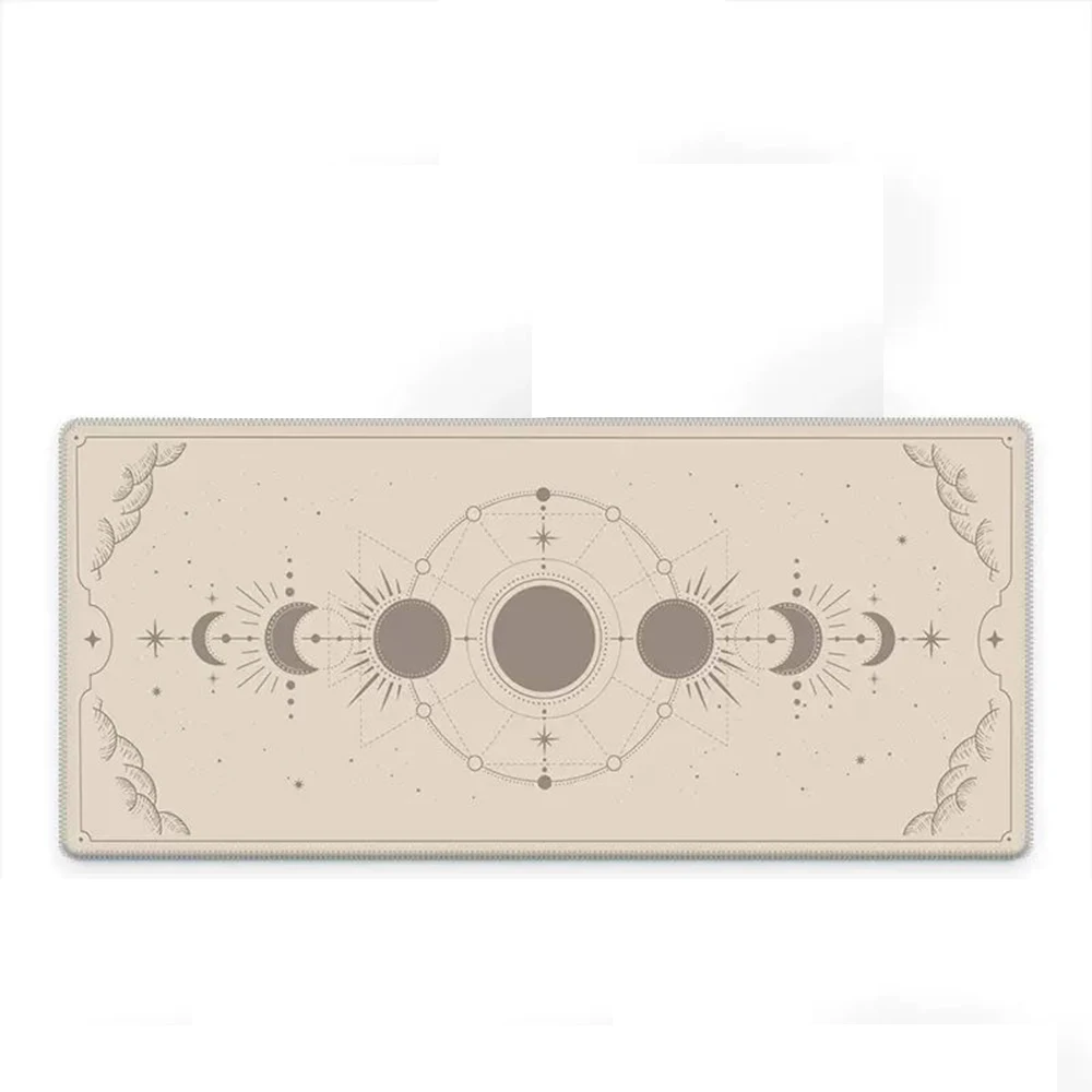 Beige Moon Magic Circle Pattern Game Mouse Pad Computer Keyboard Desk Mat Non-slip Base Suitable for Gamers and Office