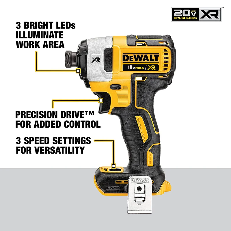 Dewalt DCF887 Cordless Impact Driver Electric Drill With 18V Lithium-ion Battery Brushless Motor LED Light Screwdriver