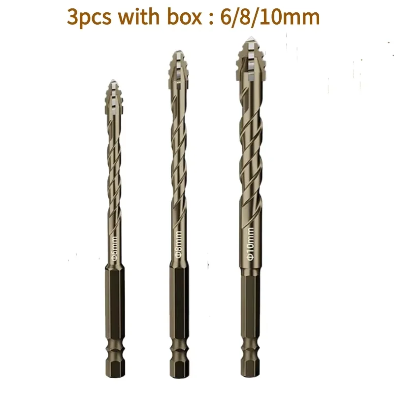 Nova broca excêntrica serrilhada de quatro arestas para perfuração a seco de todos os tipos de azulejos, cerâmica, vidro, mármore, concreto, aço inoxidável e pedra.