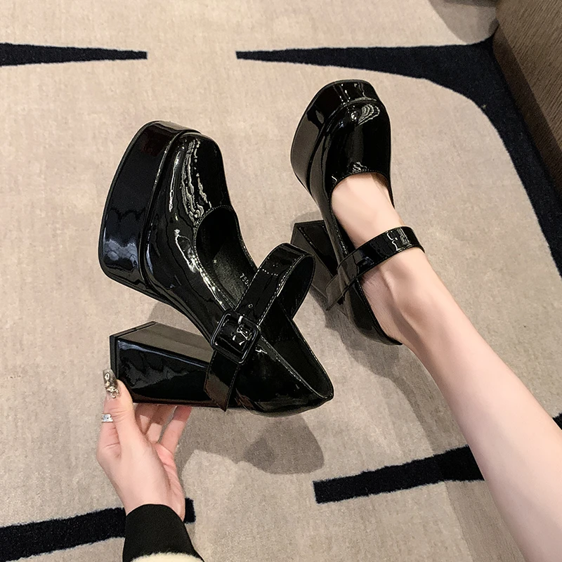 Women\'s High Heels Lolita Mary Jane Thick Sole Party High Heels Women\'s Sandals Patent Leather Pumps Women\'s Shoes 2024