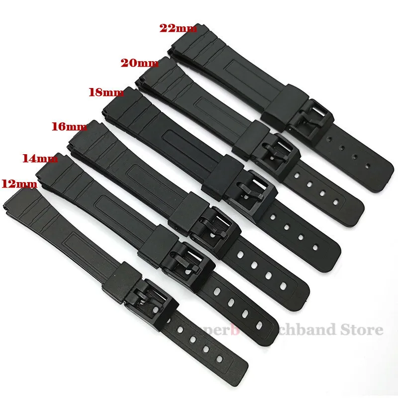 18 20mm Silicone Rubber Strap for Casio W800H A158/168 AE1200/1300 Watchband for SGW400 F91W/84 F105/108 Sport Diving Resin Belt