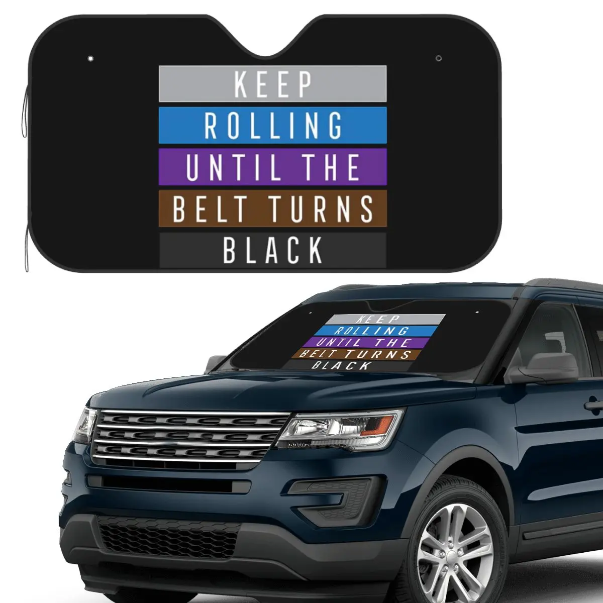 

Jiu Jitsu BJJ Keep Rolling Light Sunshade Windscreen Car Front Windshield Window Sun Visor Accessories Covers