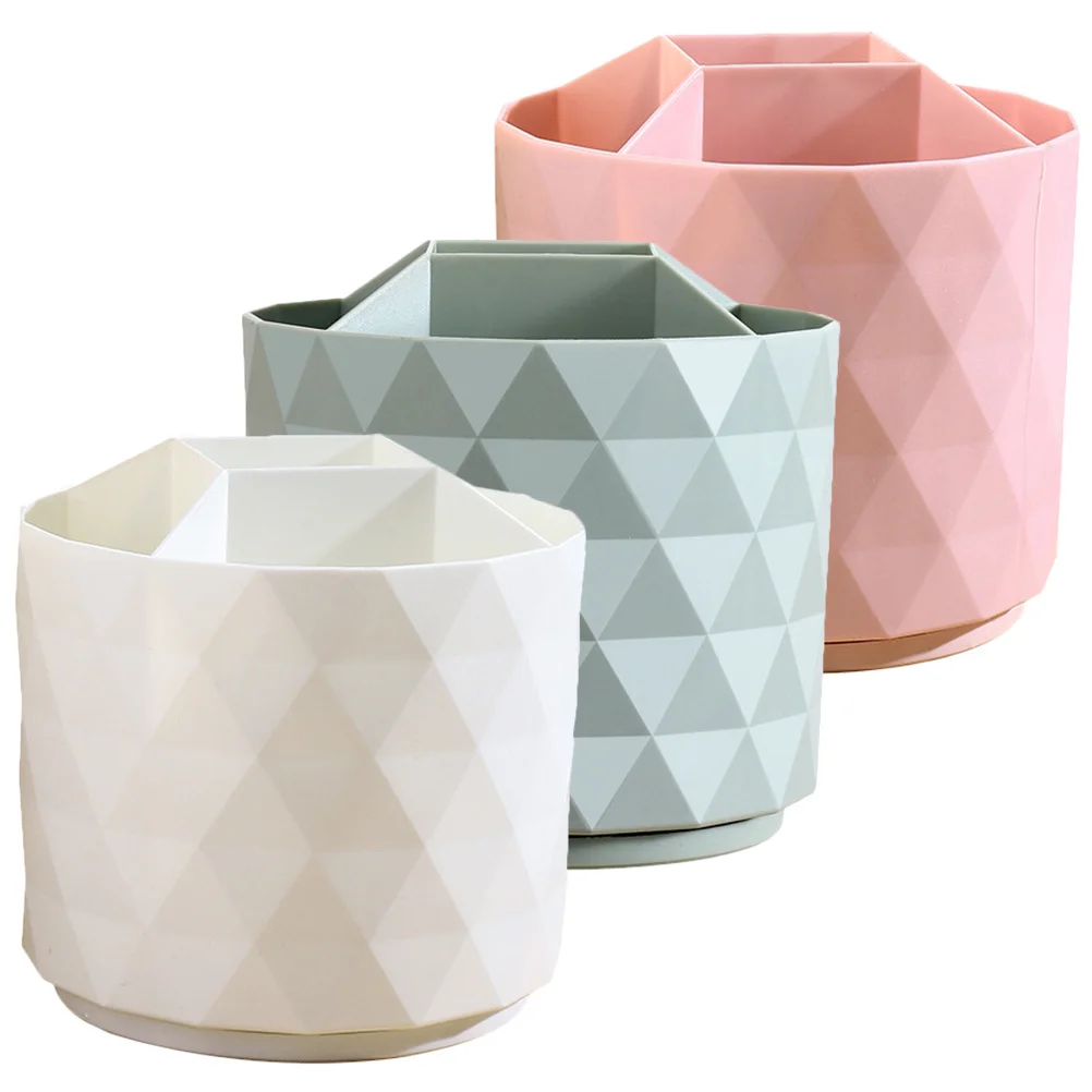 3 個のメイクブラシホルダー大容量回転式オーガナイザー滑らかな平底デザイン、ペン、口紅、化粧品の収納に最適