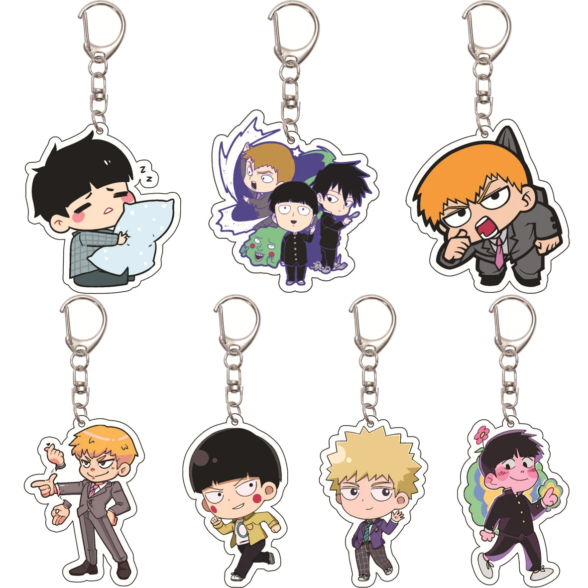 55MM Schlüsselanhänger Anime Mob Psycho 100 ‌   Shigeo Kageyama Reigen Arataka Ekubo Moriyama Ryo Acryl-Schlüsselanhänger, süße Weihnachtsgeschenke