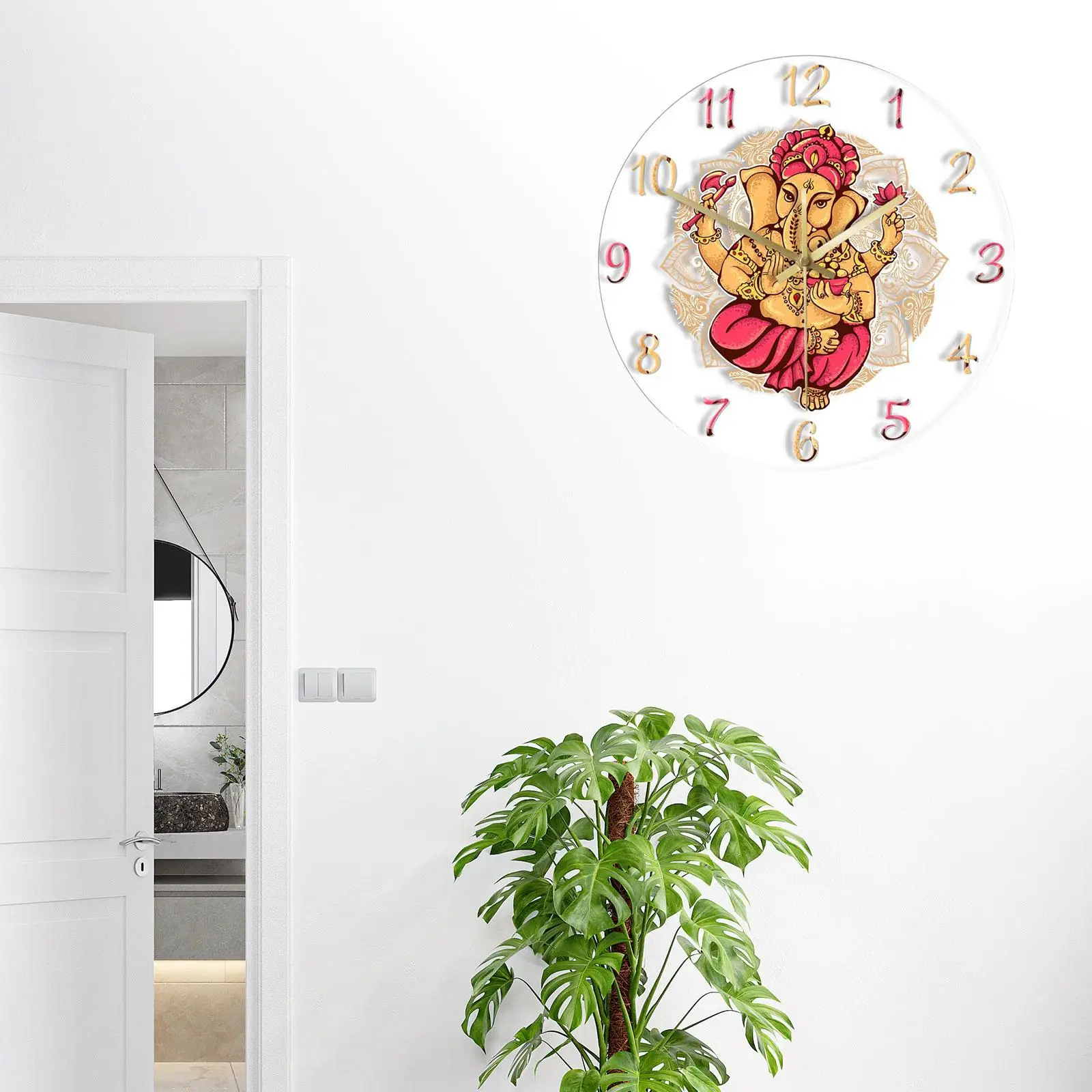 Elephant God Wall Clock Decorative Clock Retro Design Birthday Gift 11.81
