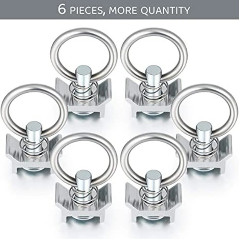 QM82 Stainless Steel Track Fitting L-Track Single Stud Fitting with O-Ring for Create Instant Tie-Down Anchors Points