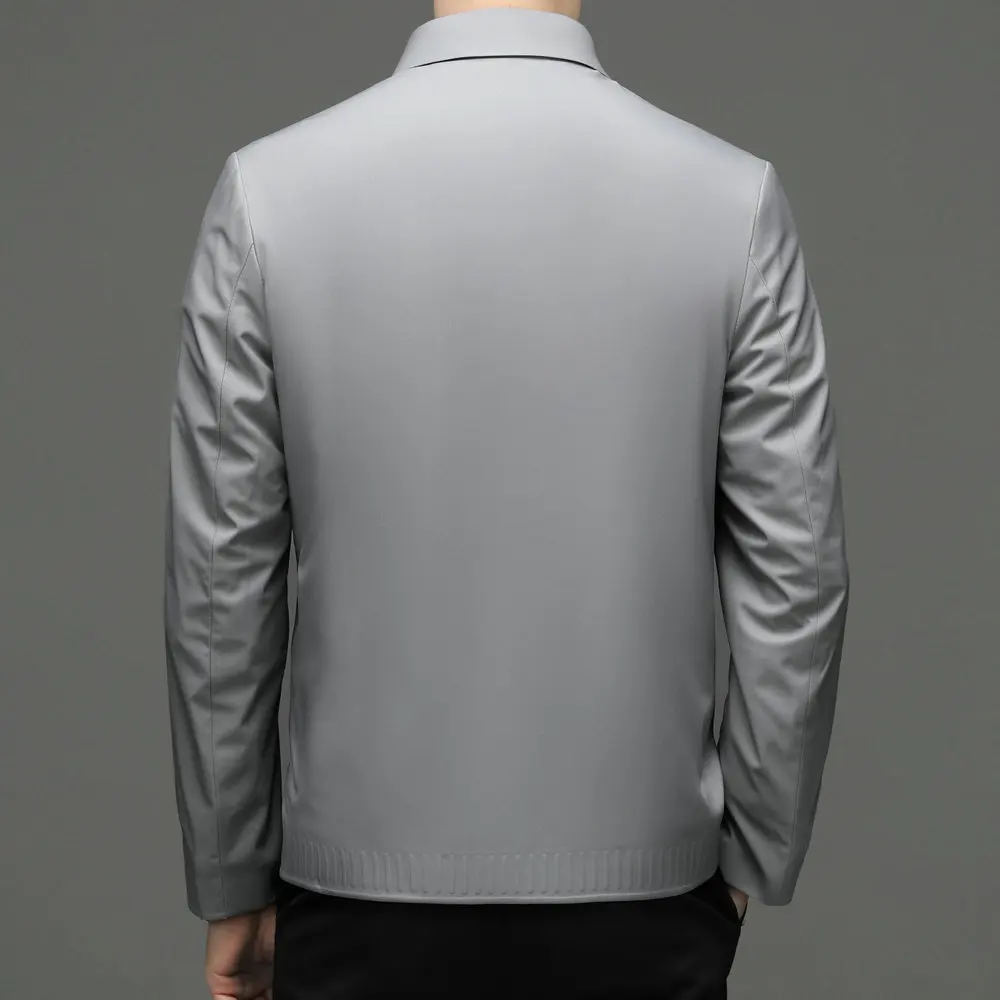 Official Casual Zippered Blazer Men Slim-Fit Executive Blazer Jacket -Lightweight Polyester for Spring/Summer Essential Attire
