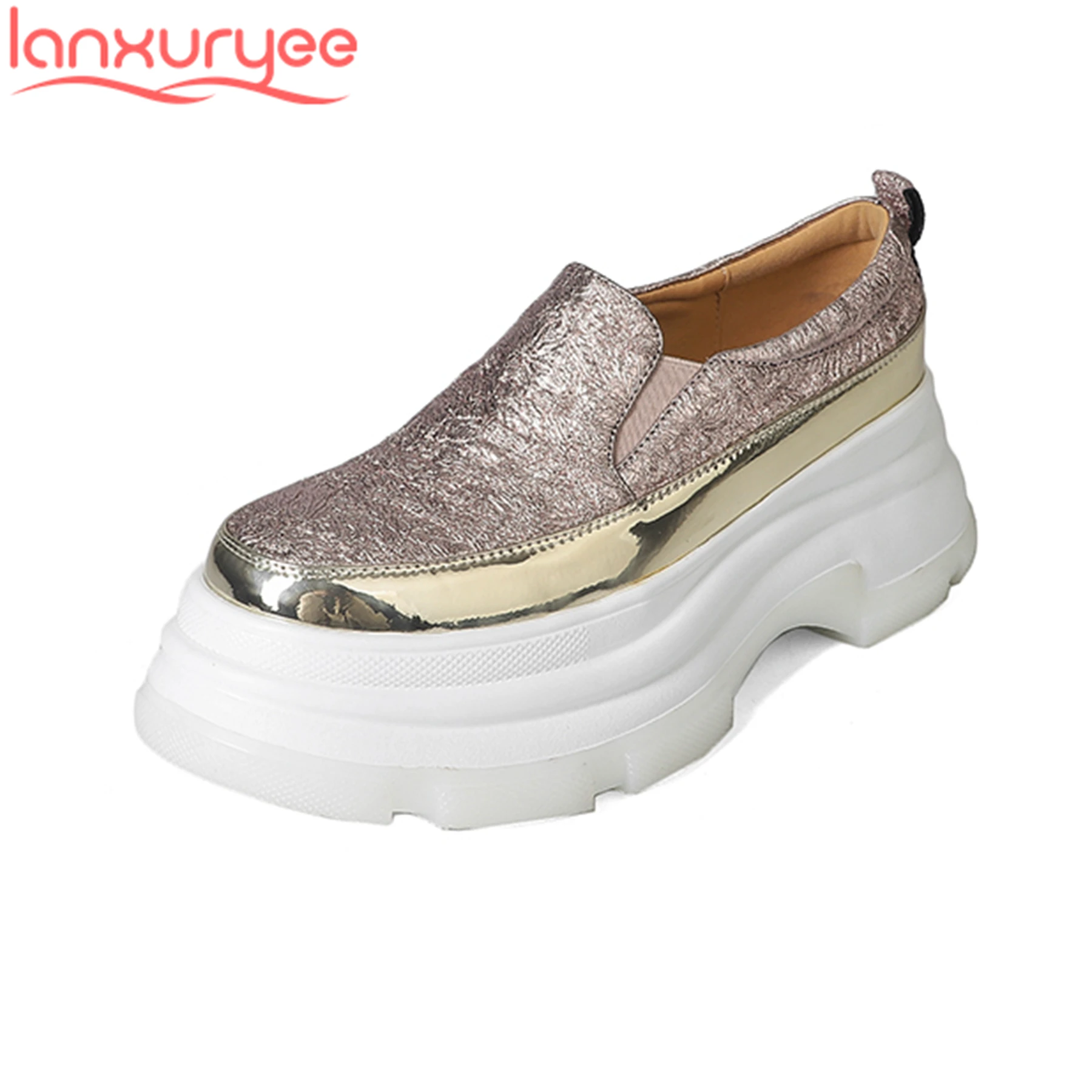 

Lanxuryee Comfort Sheepskin Thick Bottom Spring Slip On Women Vulcanized Shoes Increasing Platform Casual Concise Brand Sneakers