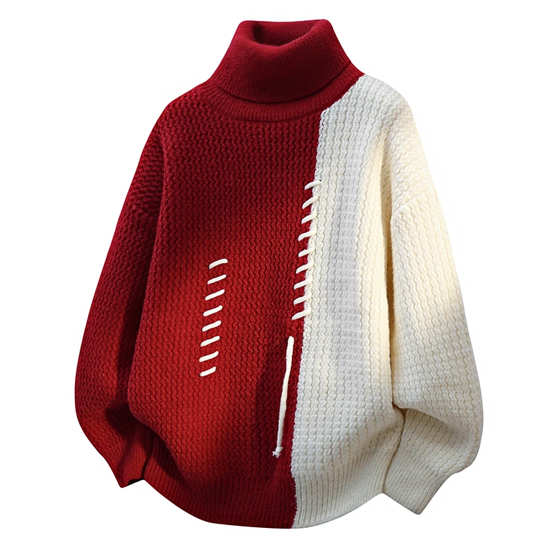 الياقة المدورة سترة الرجال النساء الخريف الشتاء Vintage الربط الألوان البلوفرات موضة البلوزات غير رسمية فضفاضة الرجال تريكو البلوز