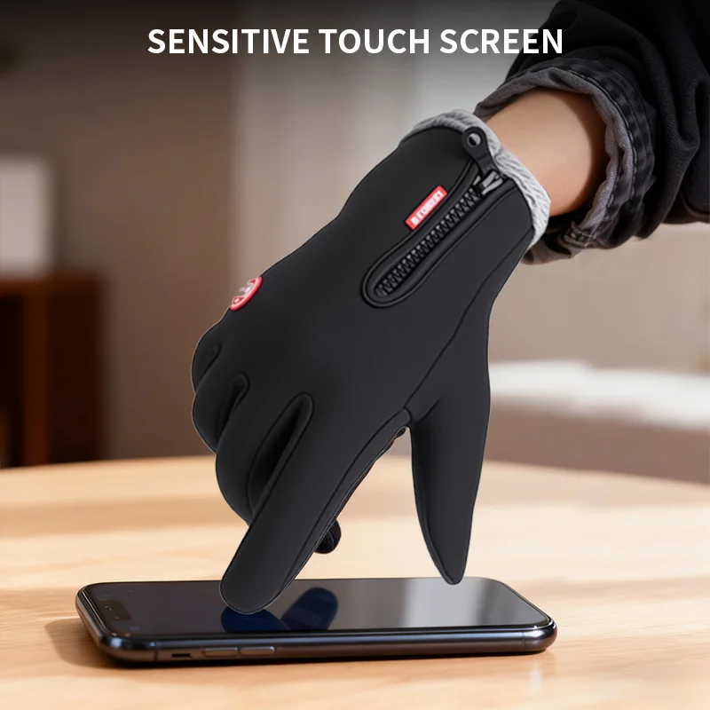 TOSUOD قفازات ركوب الدراجات الدافئة الخريف الشتاء يندبروف المضادة للانزلاق قفازات الصوف لمس