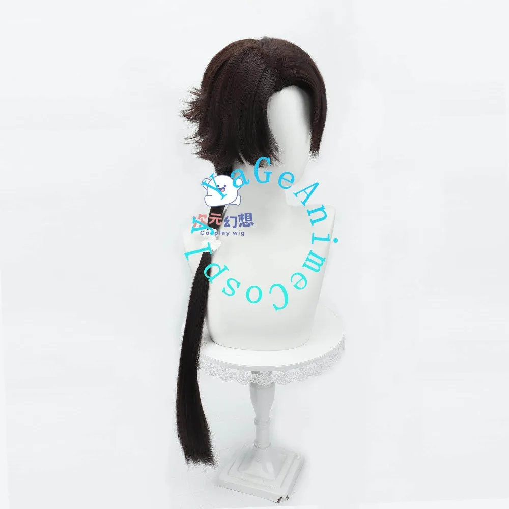 Kashuu Kiyomitsu Cosplay Wig Realistic Scalp Matte Dark Brown Hair for Spring Festival Photography