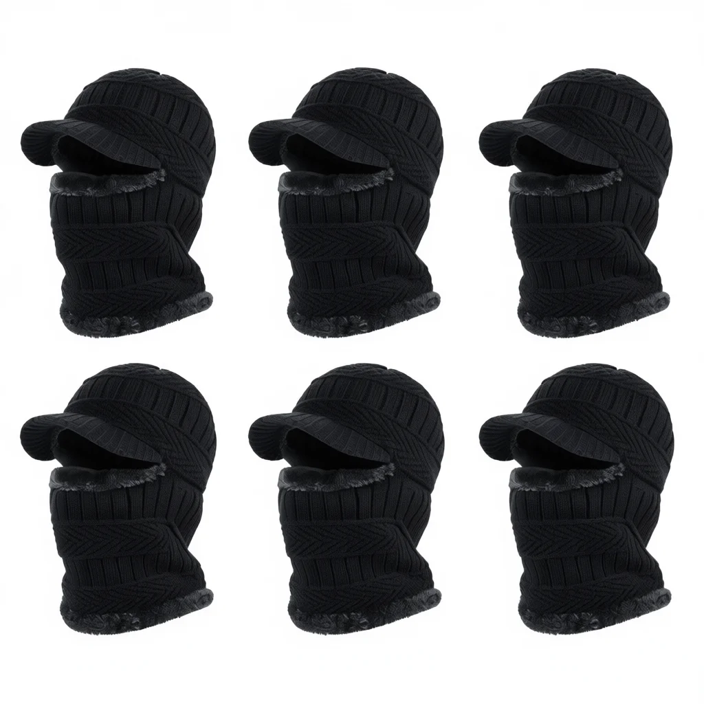 

Winter Beanies Hats Thickened Windproof Warm Knitted Plush Lined Cap Men Women Outdoor Sports Motocycle Thermal Headwear