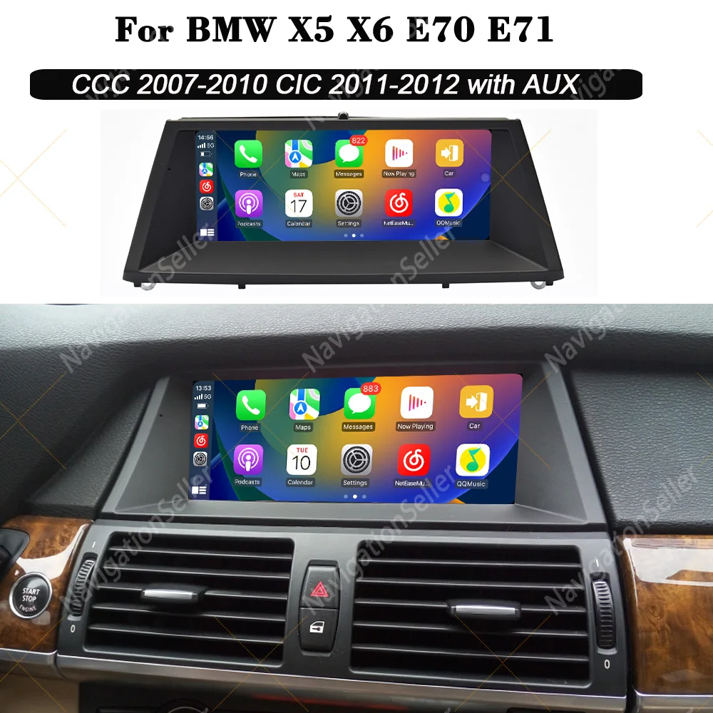 

VIGOHI Wireless Carplay For BMW X5 X6 E70 E71 2007-2012 CCC CIC Multimedia Display Touch Screen Android auto Head Unit Upgrade