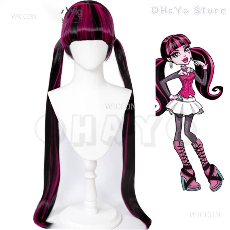 Monster Cos High: Draculaura Cosplay Costume Pink Suit Vampiree Draculaura Wig Anime Female Cosplay Halloween Costumes Shoes