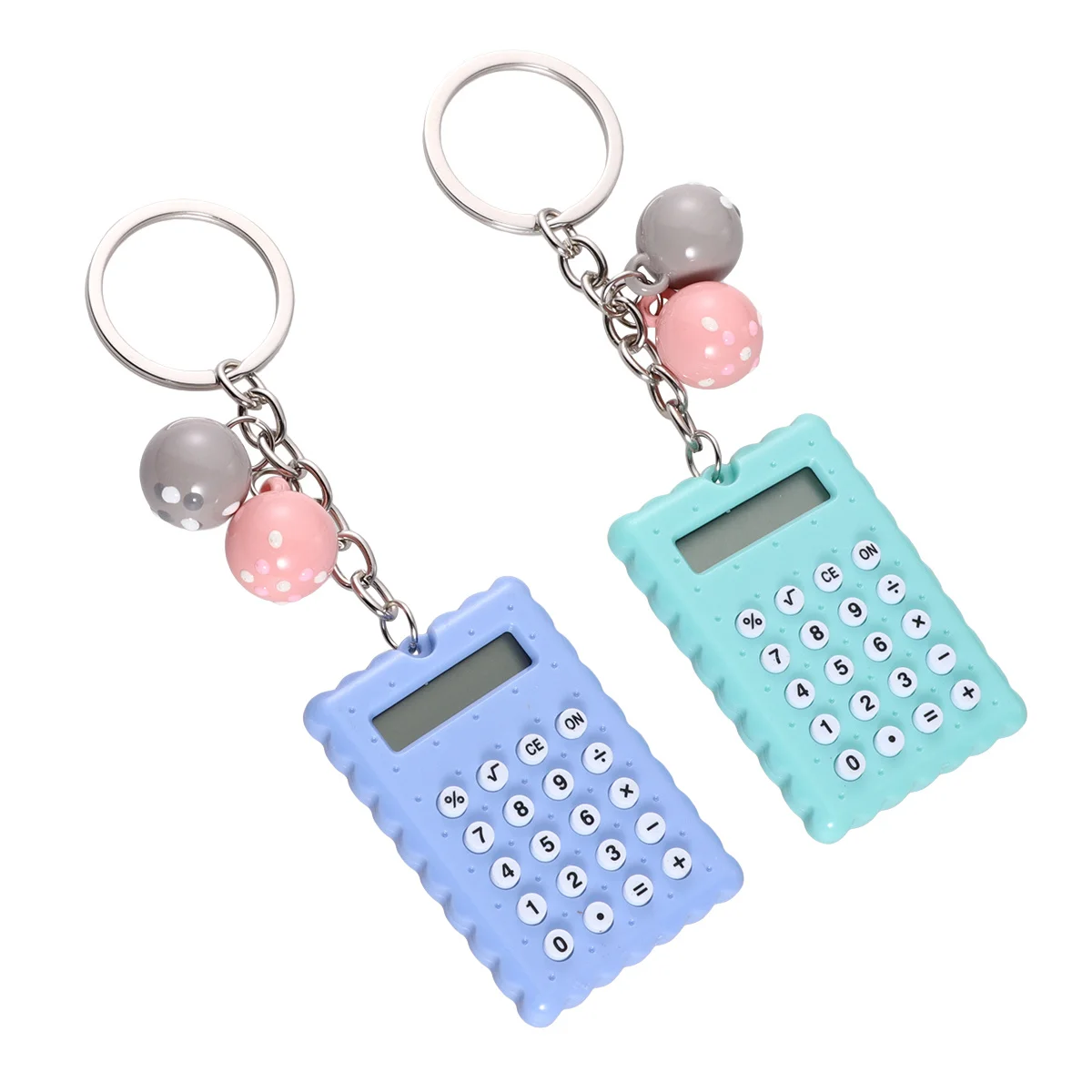 

2Pcs Key Ring Shaped Calculator Portable Electronic Calculator Mini Compact Size for Kids Students Test Office Home Use