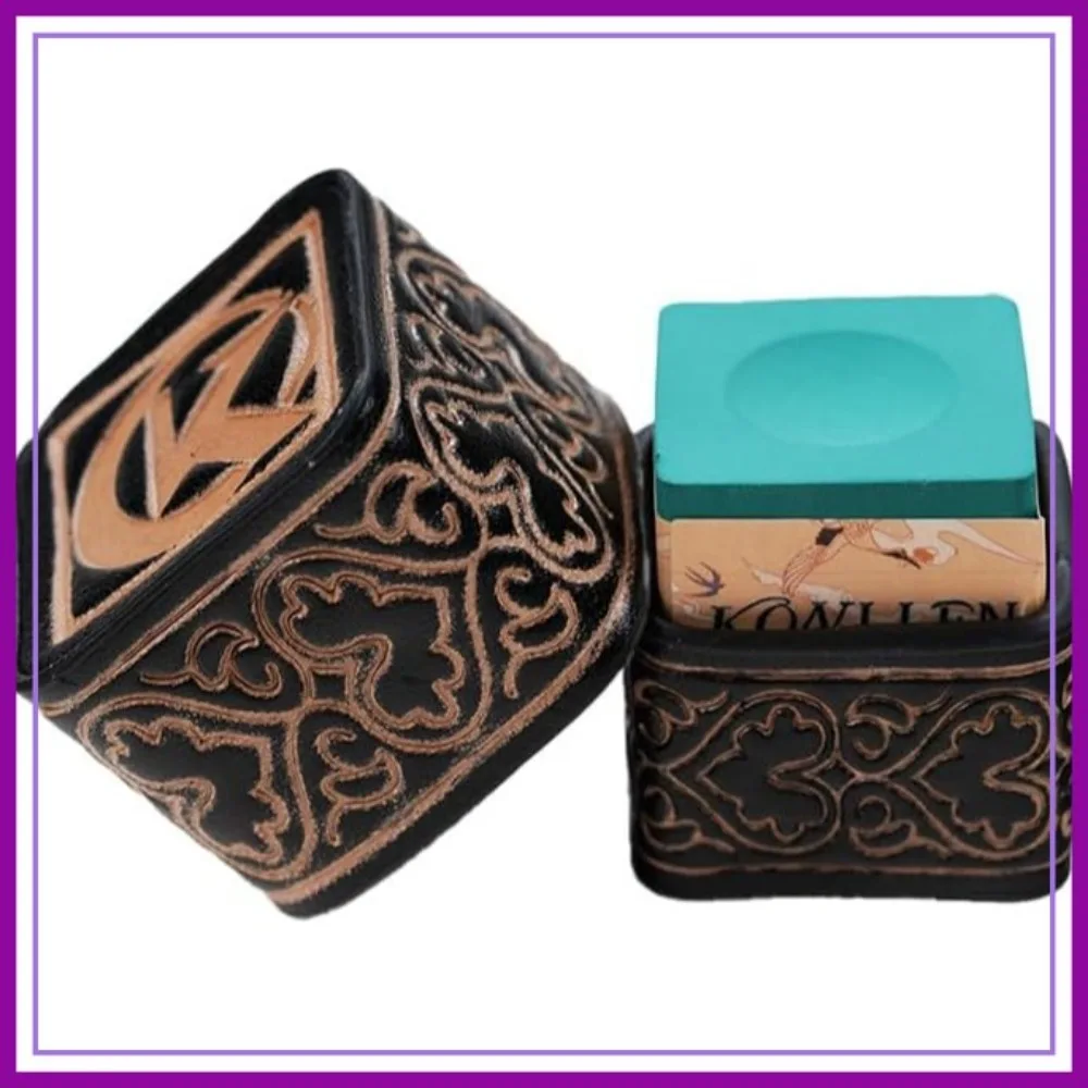 

Magnetic Pool Chalk Holder Vegetable Tanned Leather Snooker Cue Accessories
