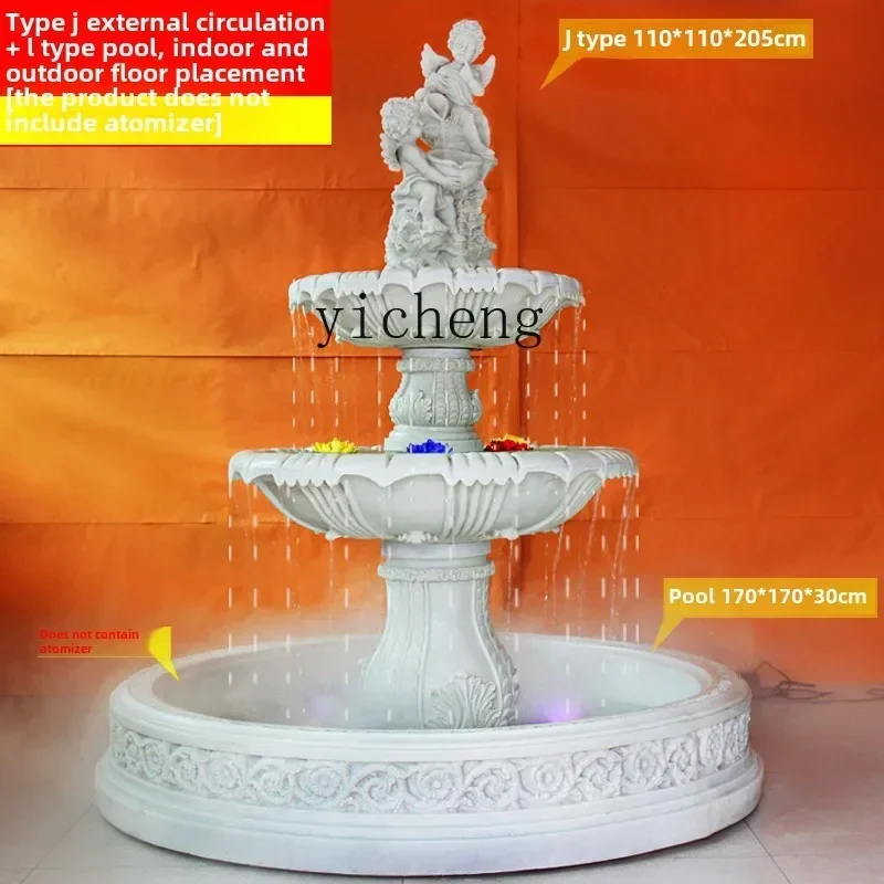 BJ-9  Flowing Water Fountain Living Room Sculpture Outdoor Rockery Fish Pond Courtyard Decoration Floor Ornament