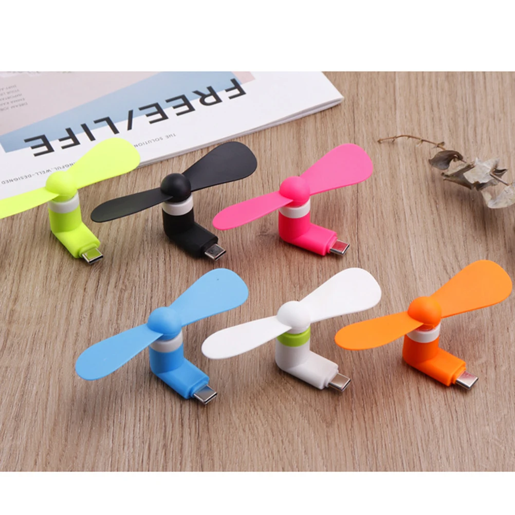 

6pcs Phone Mini Fan Type-C Smartphone Fan Portable USB Cooling Fan for Travel Bus Subway (Mixed Color)