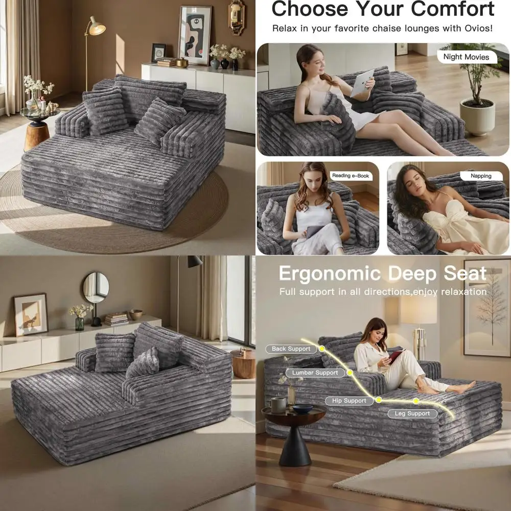 

Большой серый вельветовый шезлонг-софа 67 размера с функцией сна и 3 подушками для гостиной или офиса