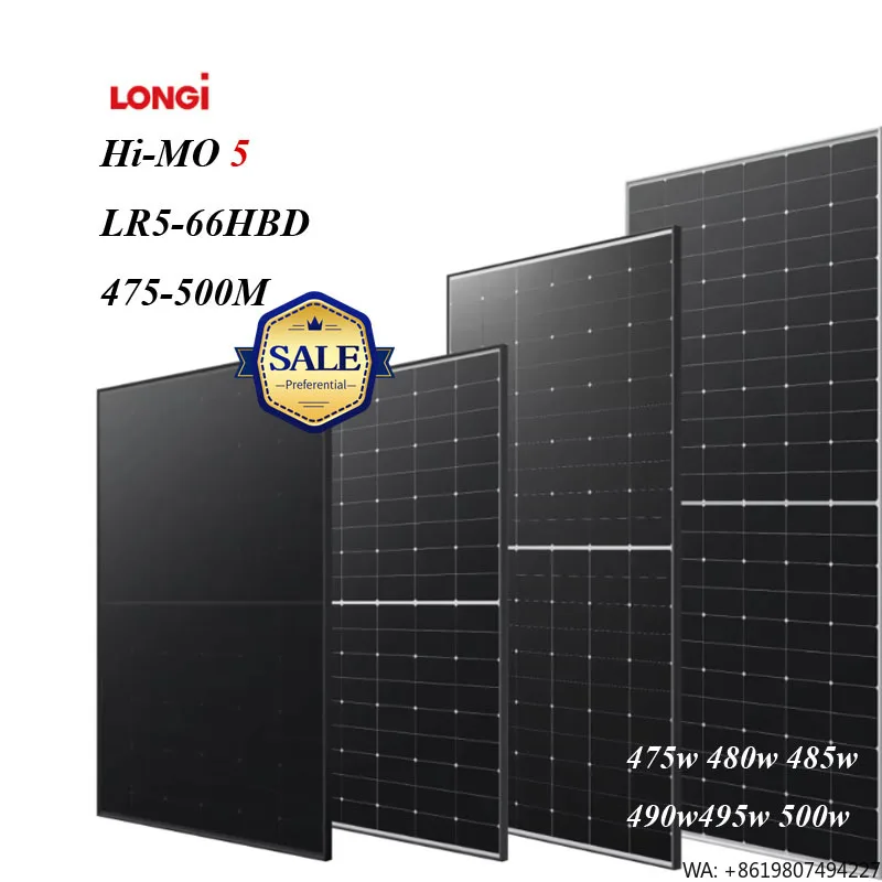 Longi Hi-MO 5 LR5-66HBD 475-500M High Quality Solar Panel High Efficiency Solar Panel 475w 480w 485w 490w 495w 500w