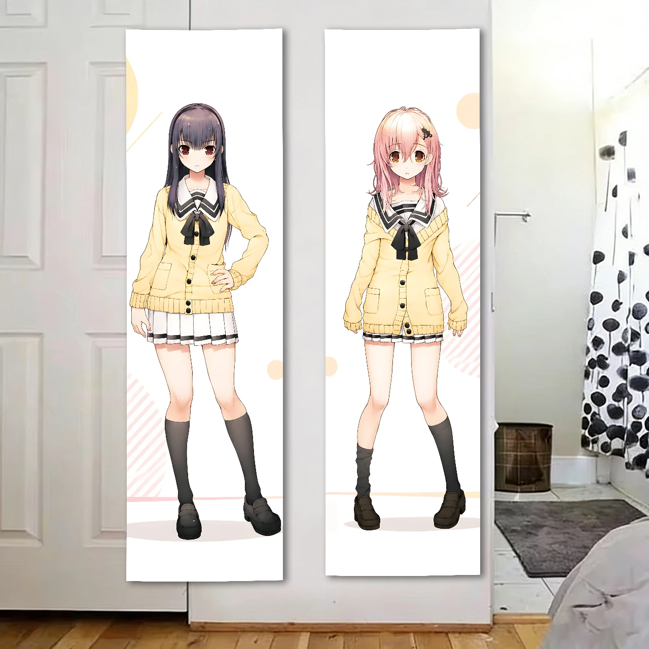 Kimi to Kanojo to Kanojo no Koi Vertical Long Tapestry, Anime School Girl Wall Hanging, Yellow Cardigan Character Banner for