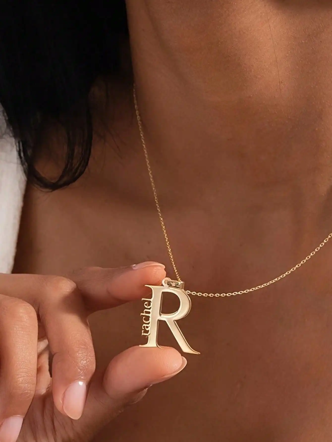 [Custom] melon buckle necklace minimalist capital initials side name necklace, custom jewelry gift, suitable for daily wear