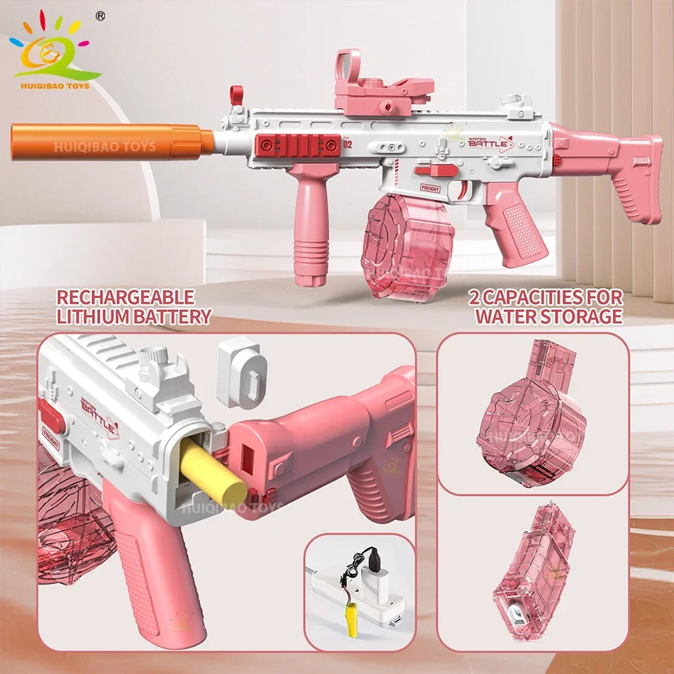 SCAR Electric Automatic Submachine Water Gun Summer Outdoor Beach Firing Pistol Shooting Game Water Fight Toy for Children Gifts