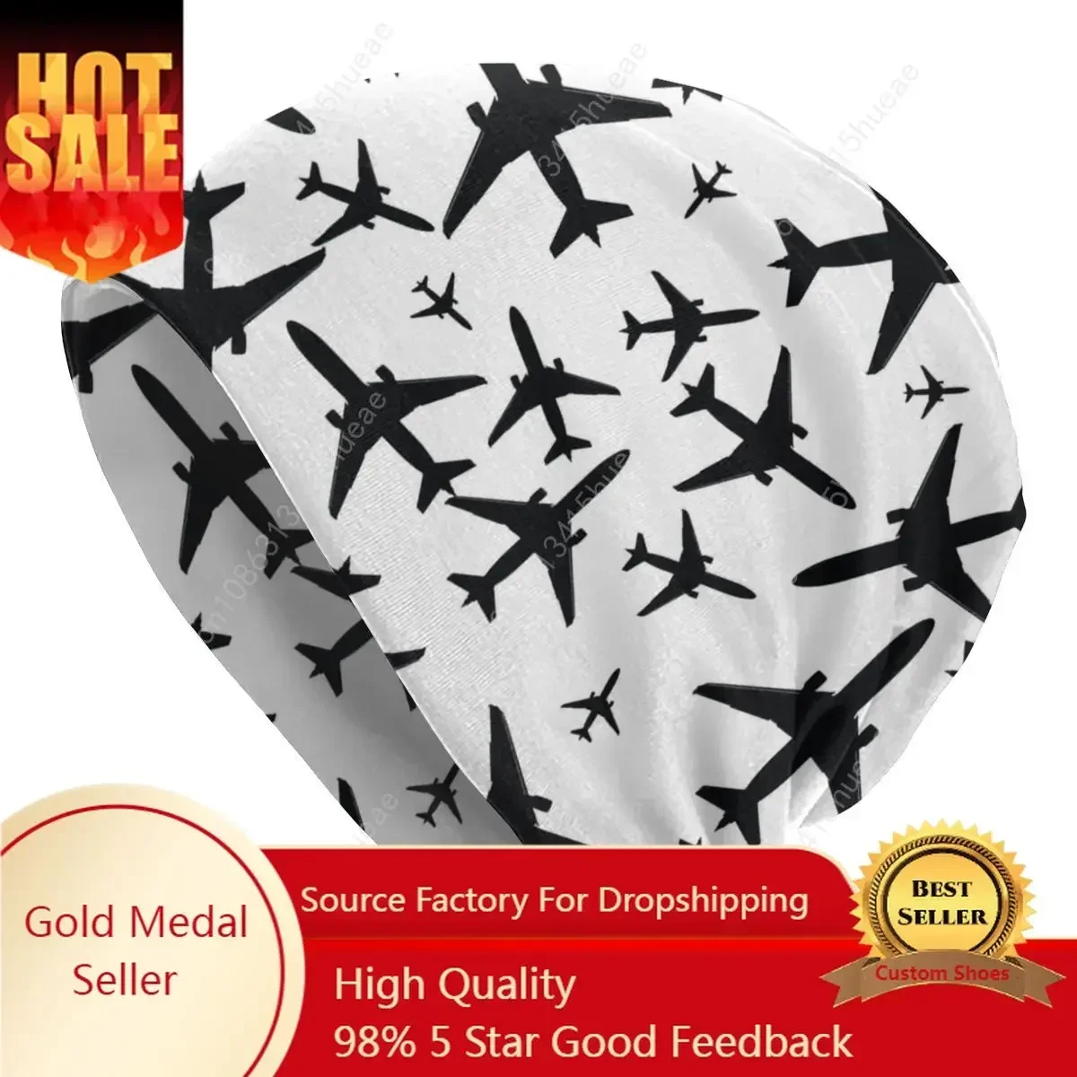 

Unisex Winter Warm Bonnet Femme Knitting Hats Random Airplanes Pattern Beanie Cap Outdoor Aviation Fighter Pilot Beanies Caps