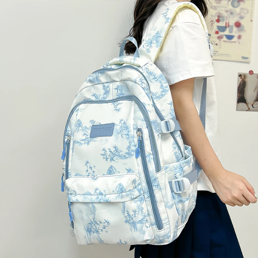 New large-capacity Korean style backpack Chinese style ins versatile school bag niche design casual versatile backpack lightweight water-repellent