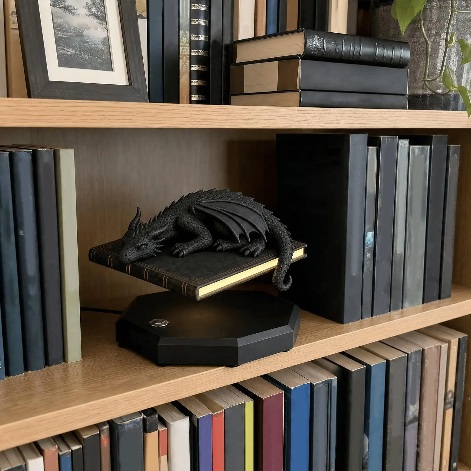 Bookshelf Lamp Dragon Vintage USB Rechargeable Table Centerpiece Bookcase Library Lights For Bedroom Living Room Library Reading