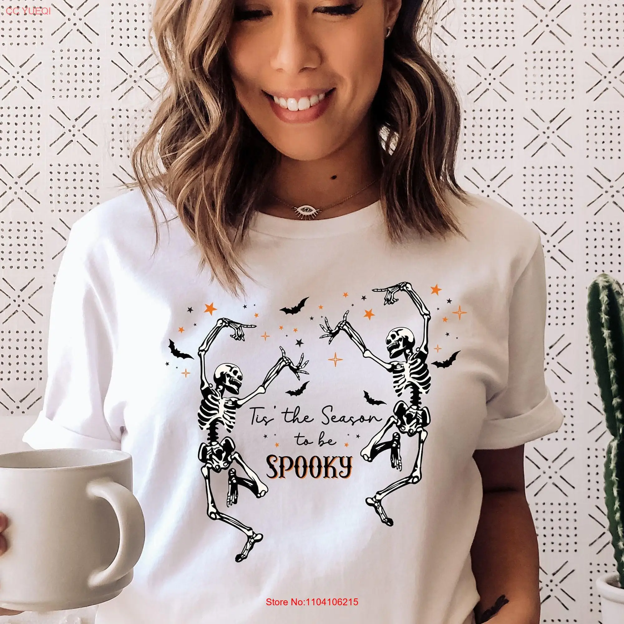 Dancing Skeleton Spooky T Shirt Pumpkin Season SweaT Fall Halloween Party 2023 long or short sleeves