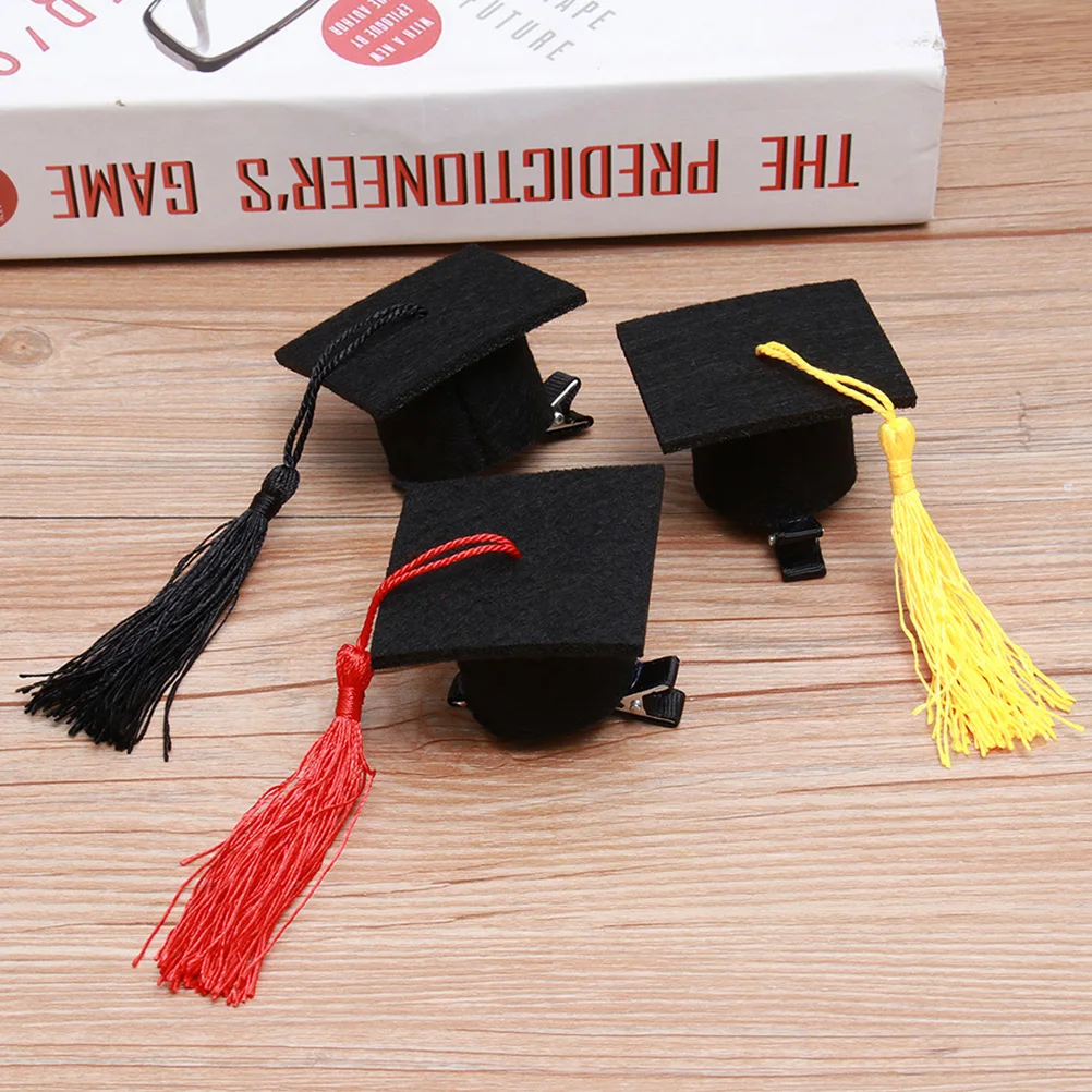 

2 Pcs Graduation Hat Hair Clips Mini Doctoral Decorations Women Party Photo Props Travel Accessories Hairstyling Tools