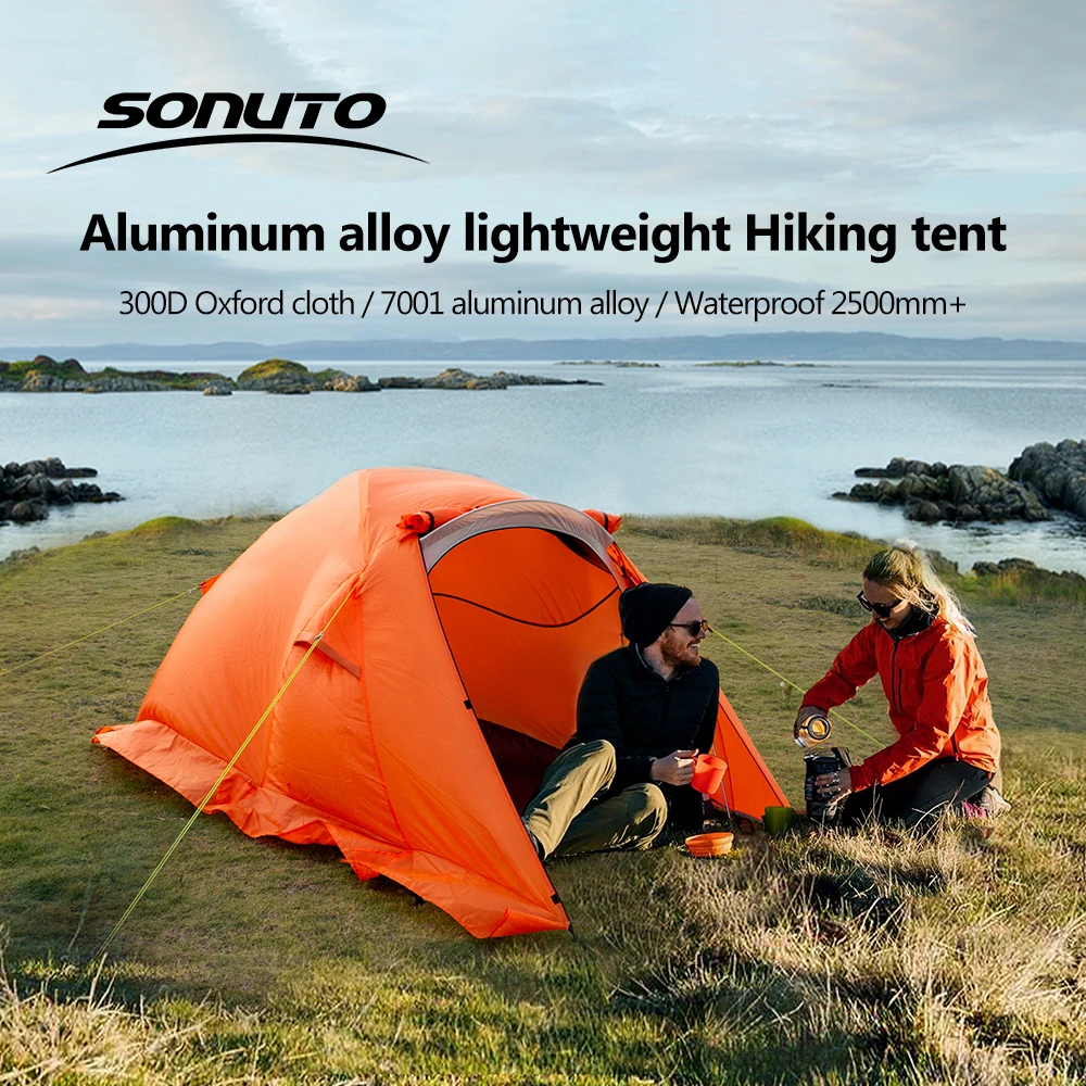 Ultra-Light 2-3 Person Hiking Tent – Snowproof, Portable, Double-Layer Aluminum Frame, Durable Oxford Fabric for Camping