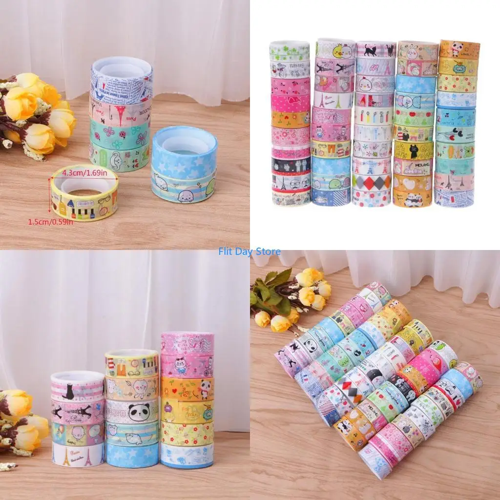 F92C 10 4M Tapes Mix Designs Cartoon Adhesive Tape Set for Scrapbooking/Craft