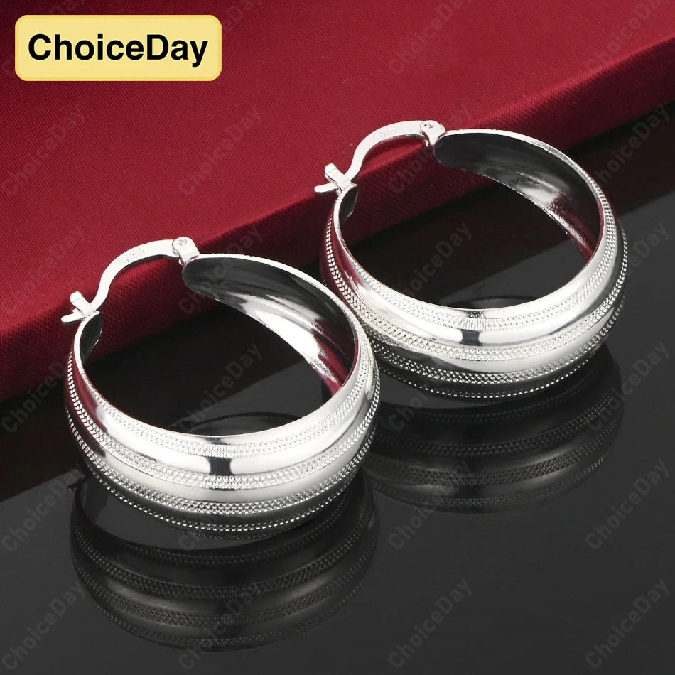 

ChoiceDay 925 Sterling Silver 25mm Shiny Geometric Earrings Women Party Jewelry Accessories Gift